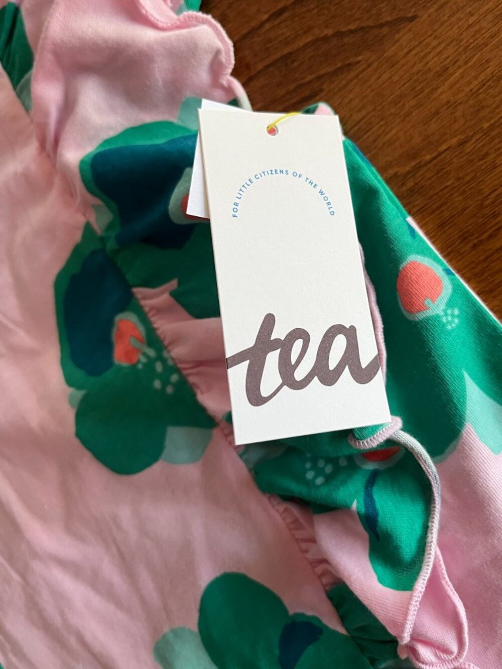 Tea Collection pink and green floral dress 12 NWT - Picture 2 of 8
